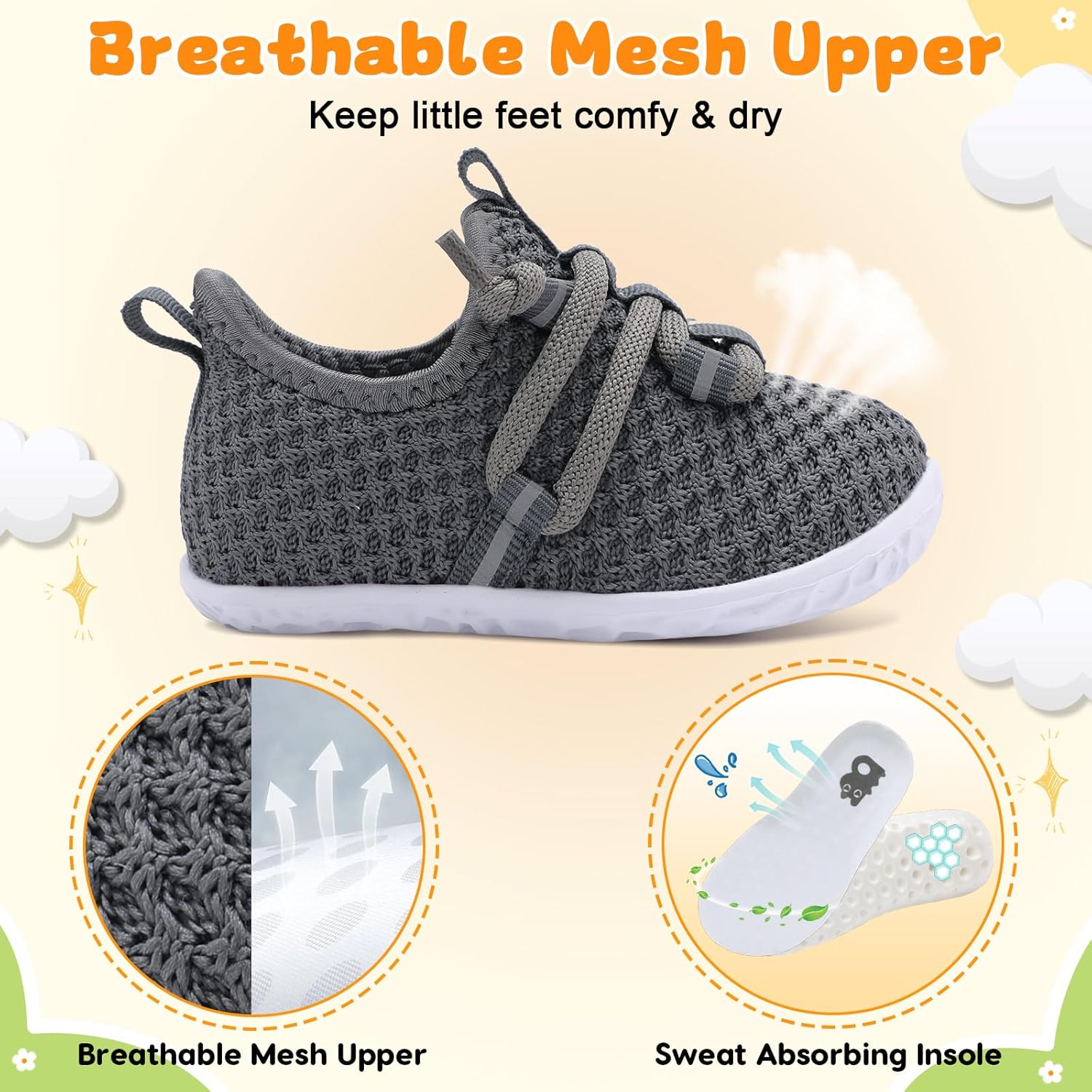 Besroad Baby Boys Girls First Walking Shoes Infant Crib Shoes Breathable Slip On Sneaker Lightweight Barefoot Shoe for Babies - Image 5