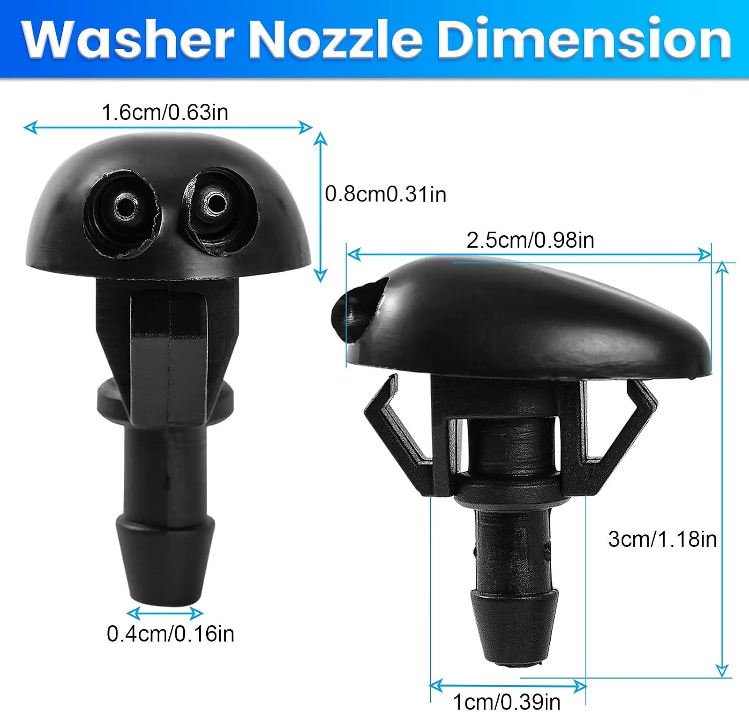 Car Wiper Washer Sprayer Compatible with Nissan for Pathfinder for R50 1995-2004 OEM 61601384859 Front Windshield Wiper Washer Nozzle Repairs Replacements