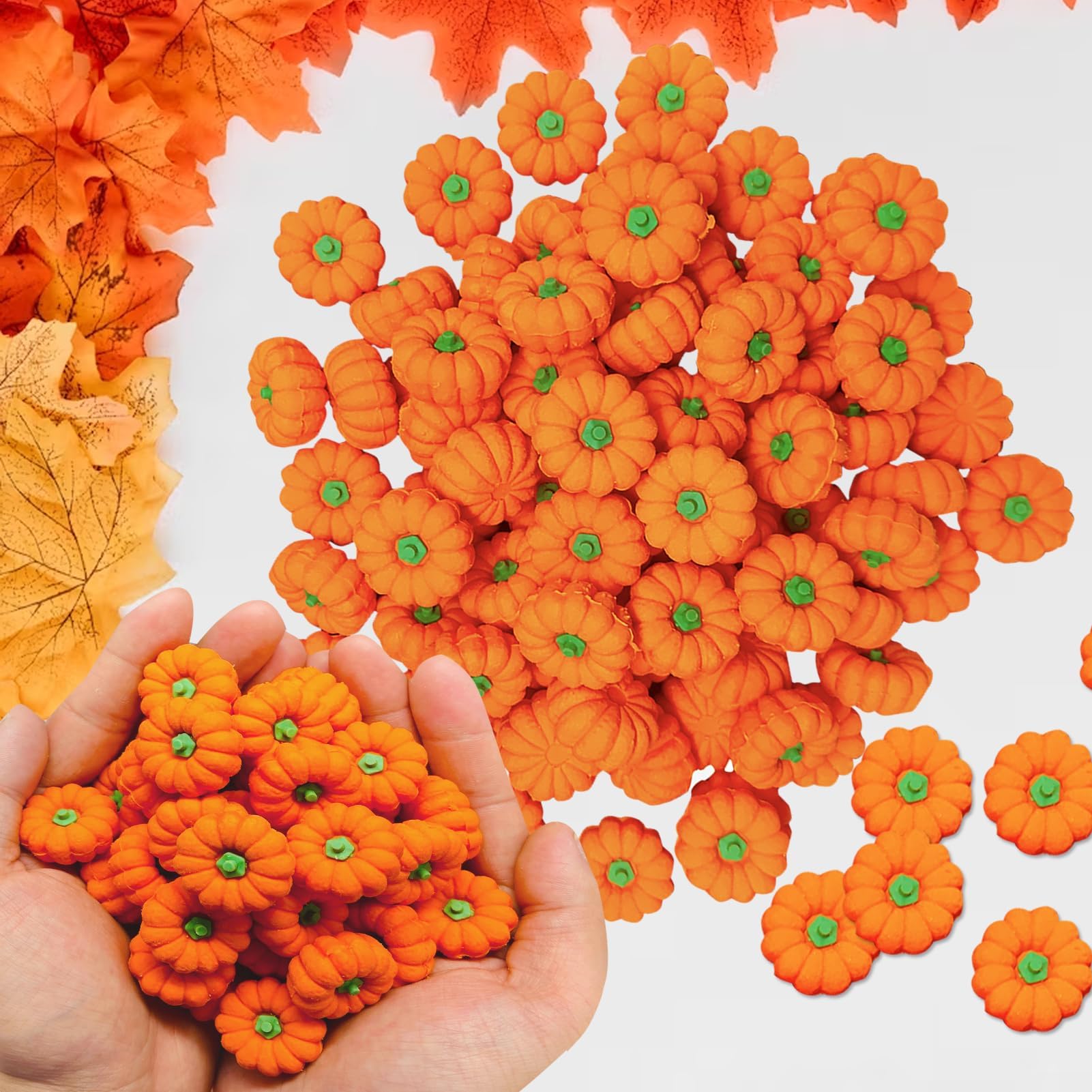 Pcs 3D Pumpkin Erasers Bulk, Fall Mini Erasers Novelty Pencil Eraser Stationery for Kids Students Halloween Fall Thanksgiving Party Favor Teacher Rewards Classroom: 120