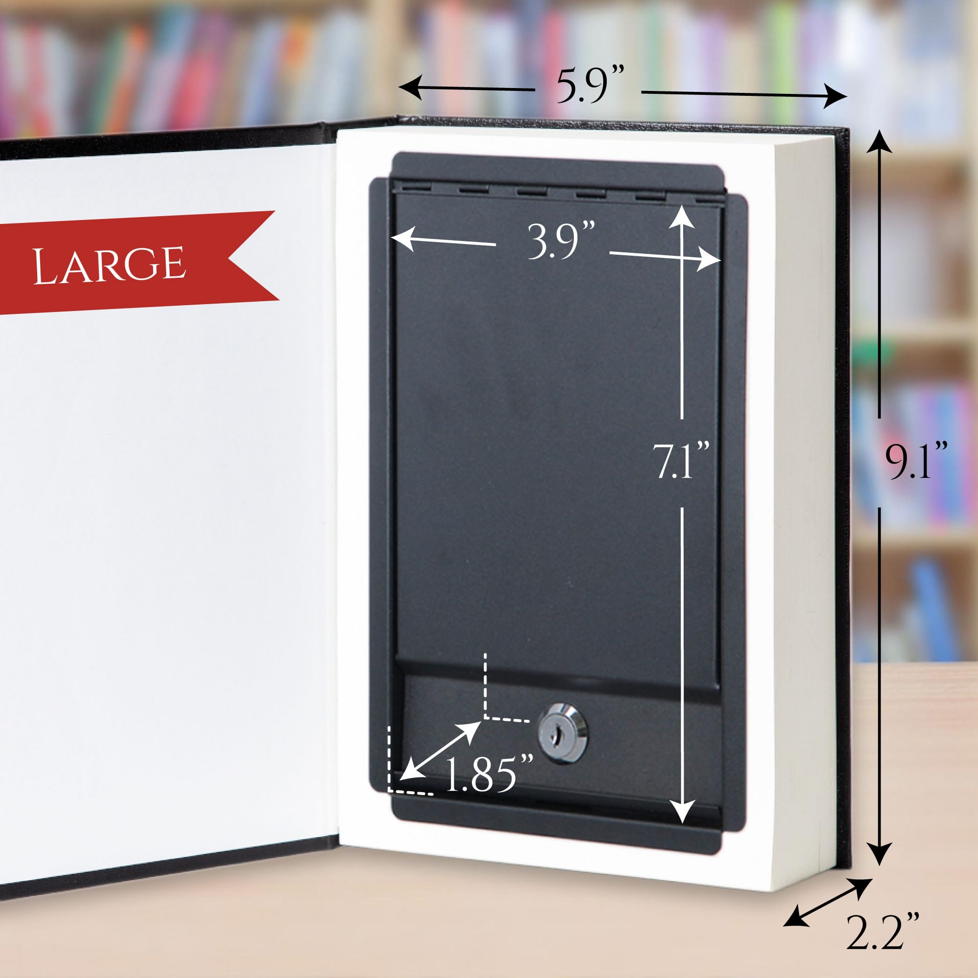 Gefälschte Buchbox – Kleiner Safe mit Schlüsselschloss – Versteckter Safe in Sichtweite – Umleitungssafe – Geheimtresor (Alice) (groß)