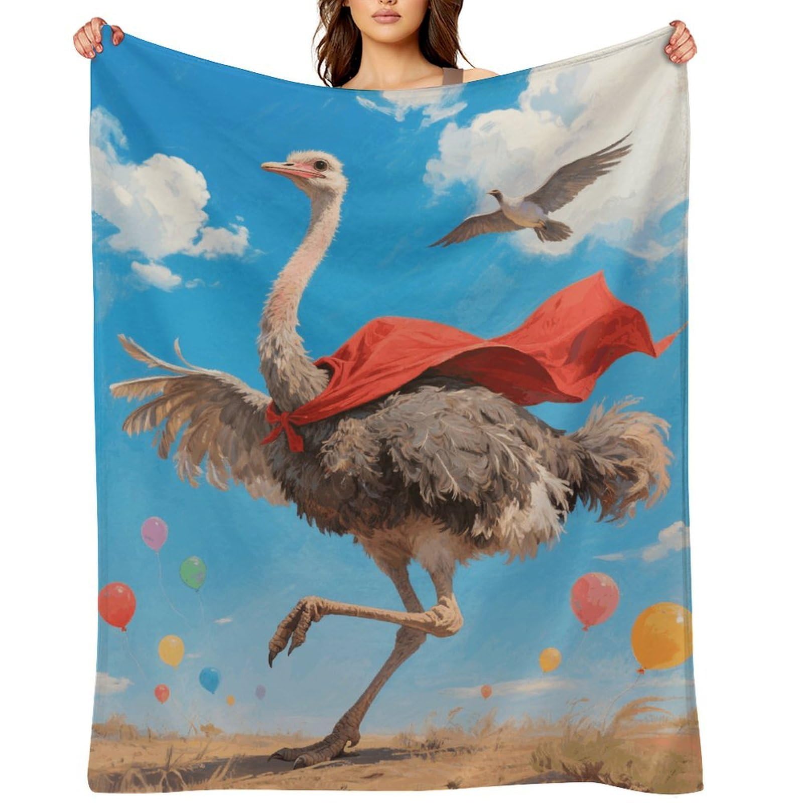 Ostrich Throw Blanket for Couch and Bed Super Soft Warm Lightweight Throw Blankets Cozy Fuzzy Flannel Blanket Personalized Decorative Blankets for Sofa Decor 60"x80"