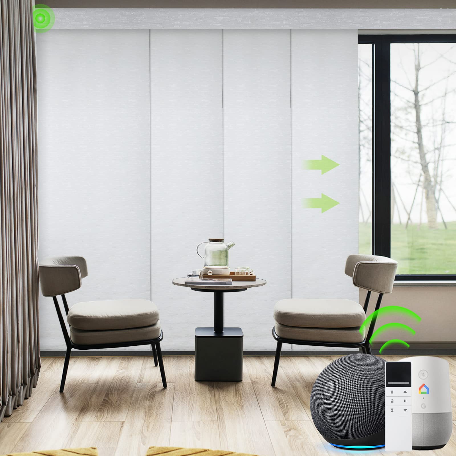 Yoolax Costom smart panel track blinds,motorized sliding panel blinds works with Alexa,fabric
