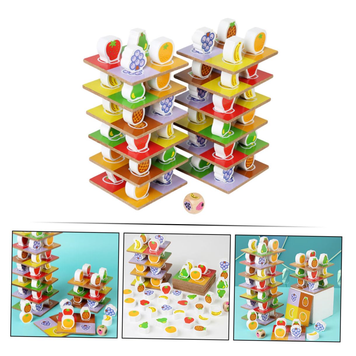 Jeu Éducatif en Bois à Empiler pour Garçon et Filles, Blocs D'équilibre Stimulants, Set de 1 pour Développement Cognitif et Imagination