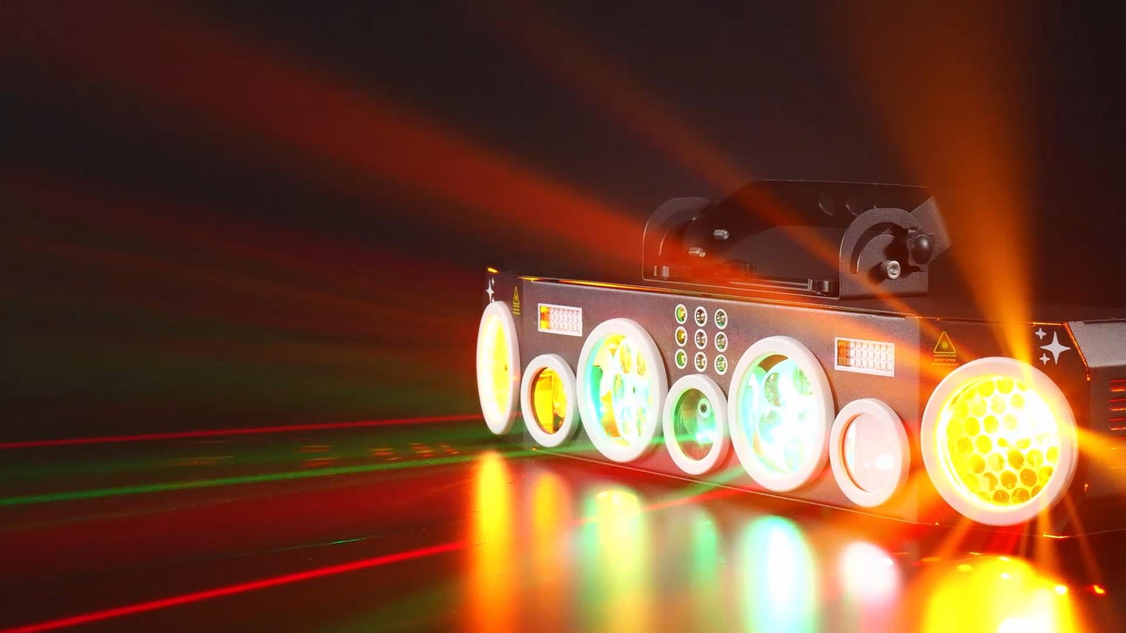 Image of KeoBin All-in-One Pro Laser Lights for Party, RGBWA Disco Light, GOBO Patterns, Laser Show Supported DMX512 /Sound Active for Club, Stage, Gig, Party Events