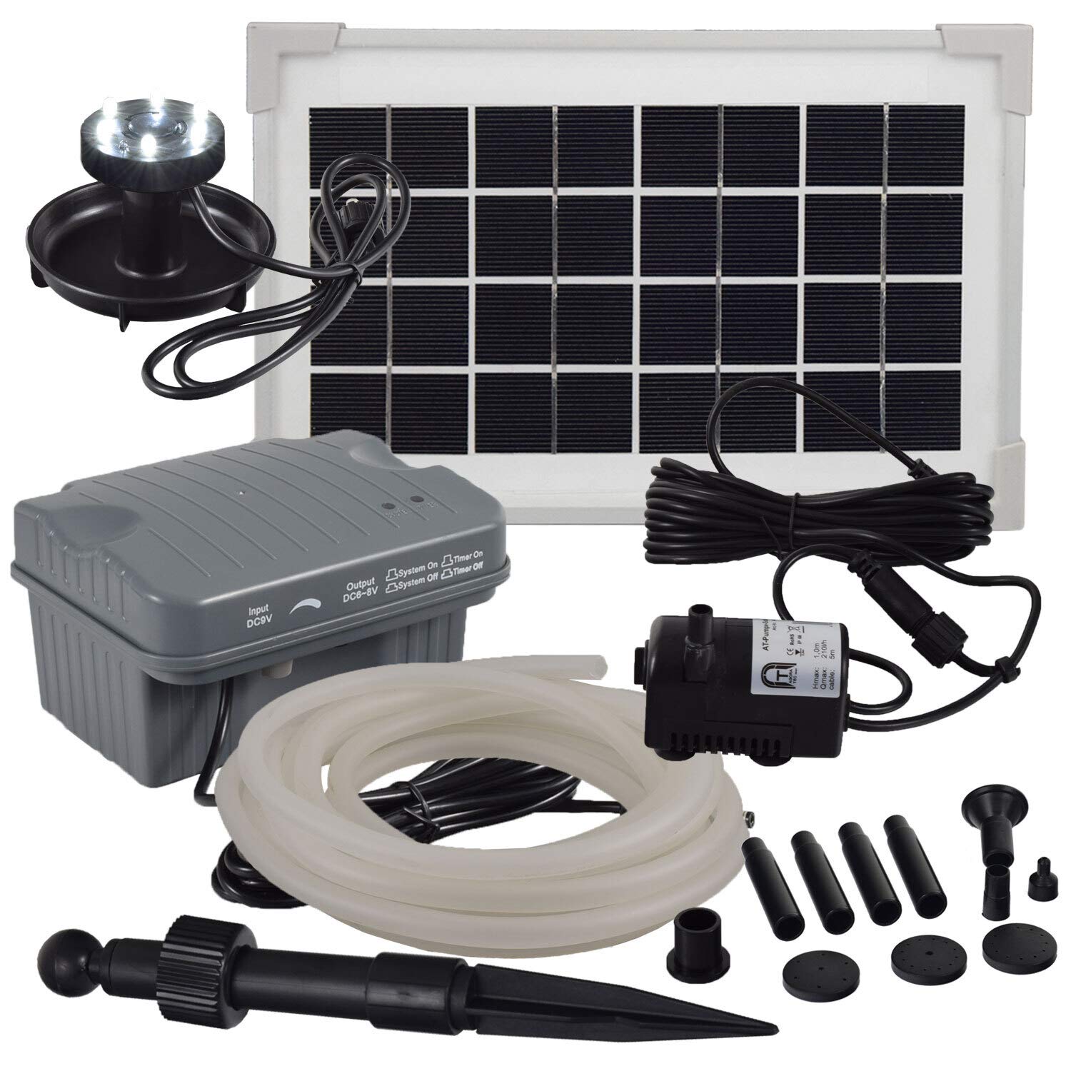 Agora-Tec® Solar Bachlauf - Pumpen - Set mit Akku und LED Licht AT-3.5W-BLH-V2.0_monokristallin