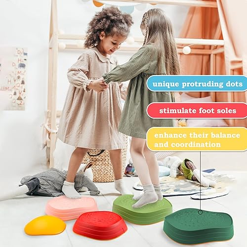 Miniatura 4 de 5 piedras de equilibrio de plástico antideslizante para promover las habilidades de coordinación de los niños, juguete sensorial