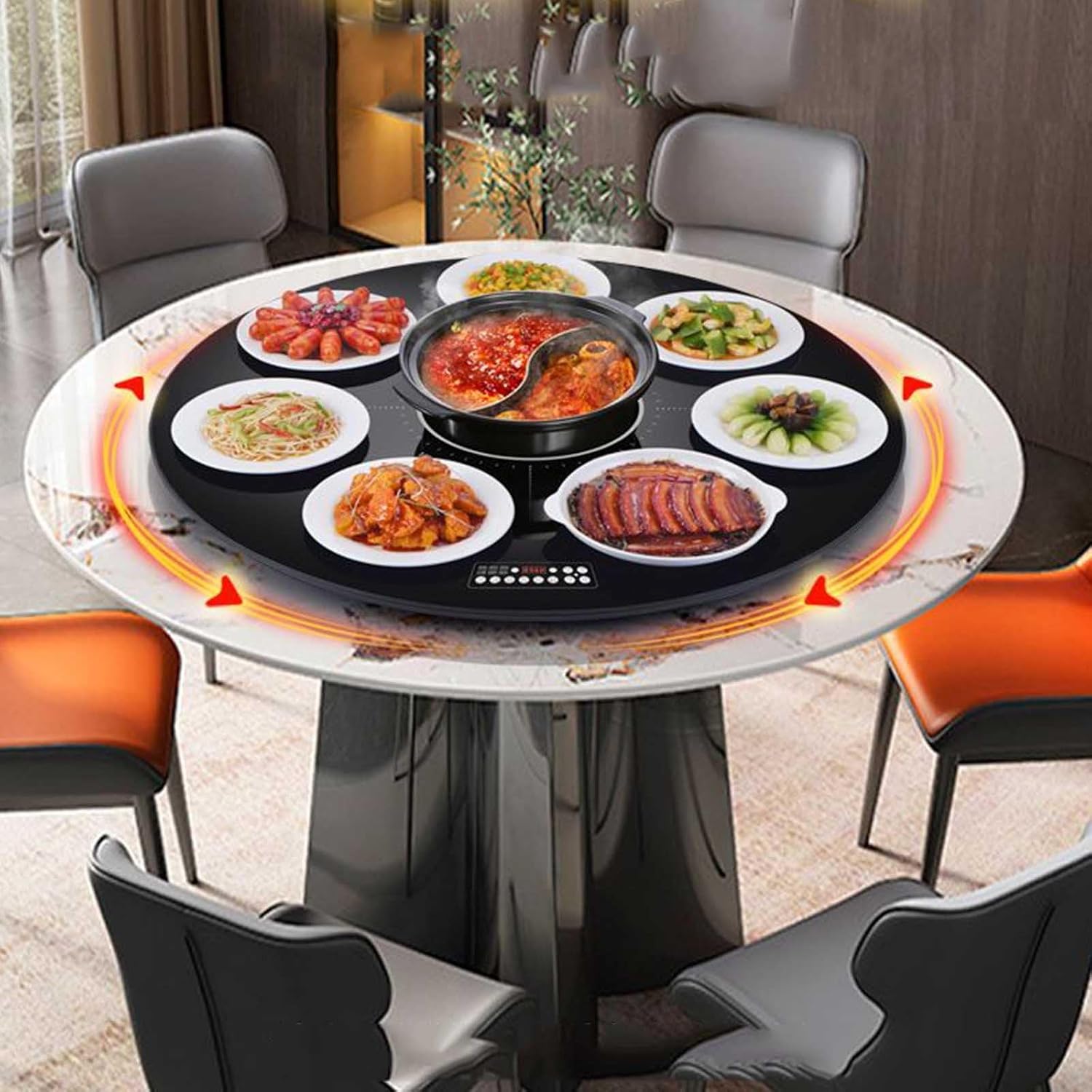 Automatic Rotating/Insulation/Hot Pot Glass Lazy Susan for