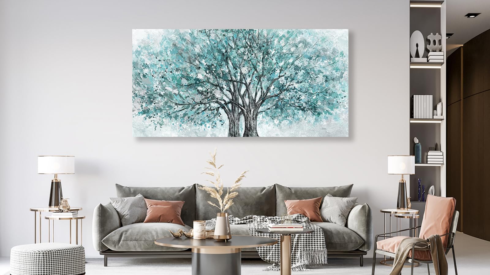 YJYart Tree Wall Art For Living Room Forest Nature Painting 20" X40"Framed Artwork Landscape Canvas Print For Bedroom Office Home Decor