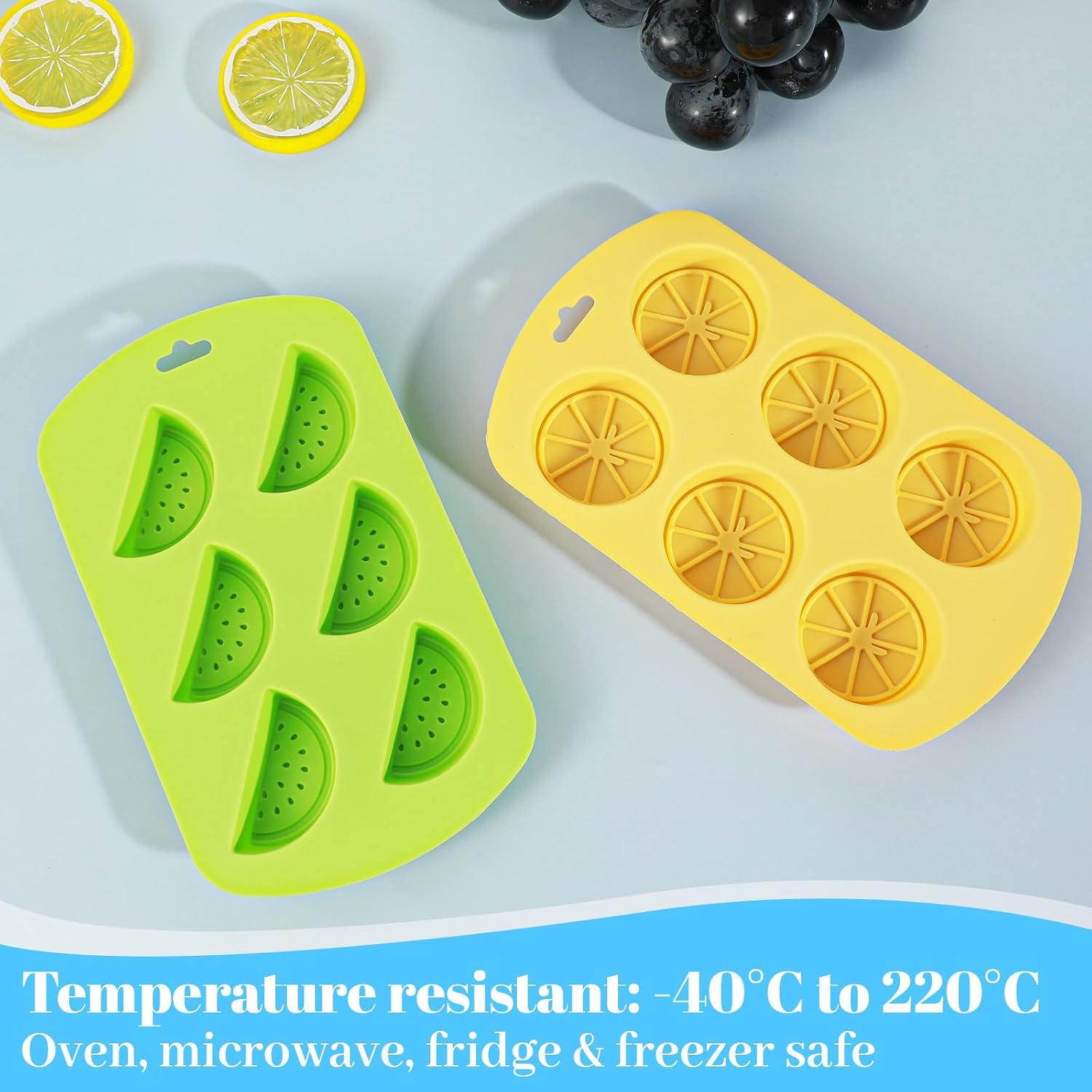 Ymapinc Watermelon Lemon Silicone Mold, R2 Pack Fruit Molds Silicone, eusable 6-Cavity Baking Mold for Chocolate Candy Jelly Desserts, Non-Stick Food Grade Kitchen Supplies