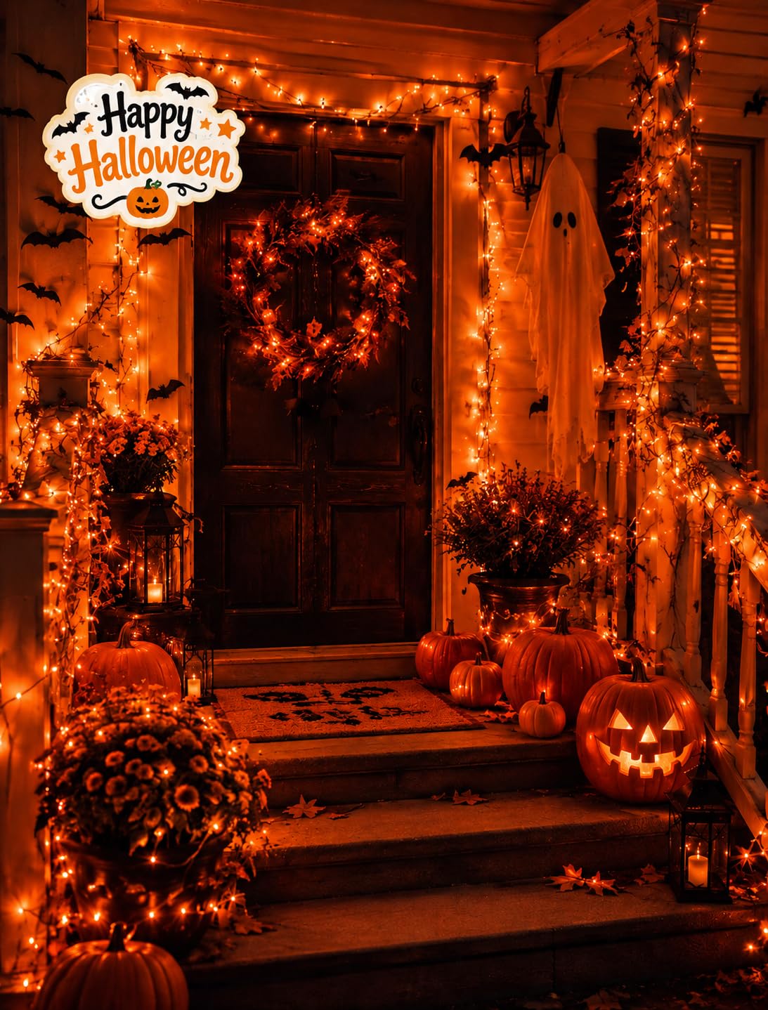 2 x orangefarbene Solar-Lichterkette für den Außenbereich, je 10 m, 100 LEDs, solarbetriebene Halloween-Lichterkette, wasserdichter Kupferdraht, funkelndes Licht für Thanksgiving