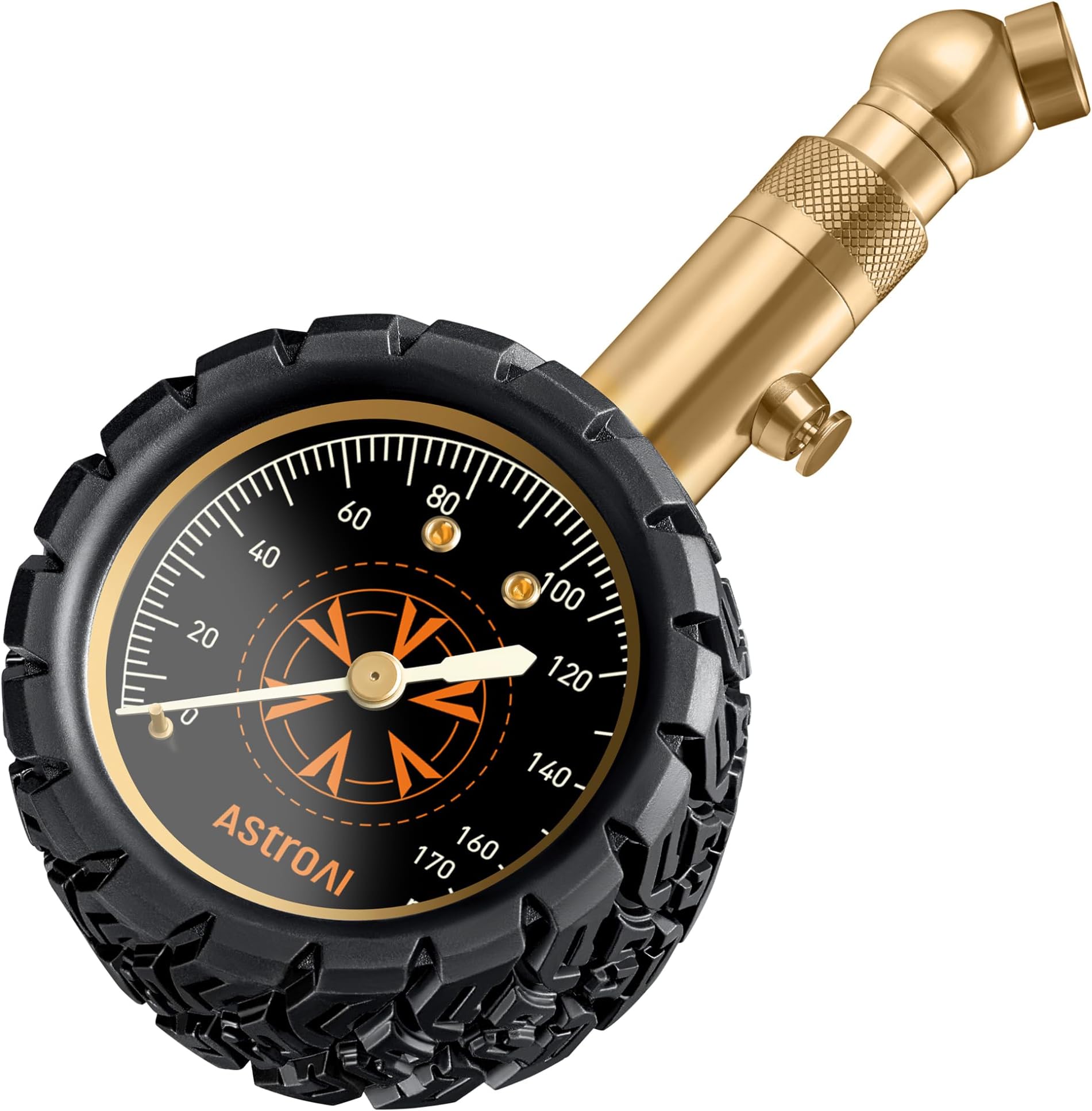 AstroAI Tire Pressure Gauge 6-170 PSI, Large 2" Easy Read Glow Dial Tire Gauge, Certified ANSI B40.1(1%) Accurate, Compatible for Bicycle, Car, SUV, Truck & Motorcycle