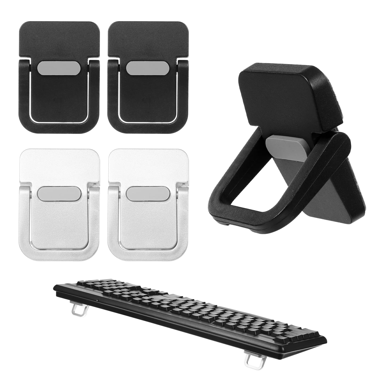 4Pcs Portable Keyboard Risers Self-Adhesive Laptop Stands Mini Invisible Keyboard Stands Foldable Laptop Risers Notebook Holder with Ventilated