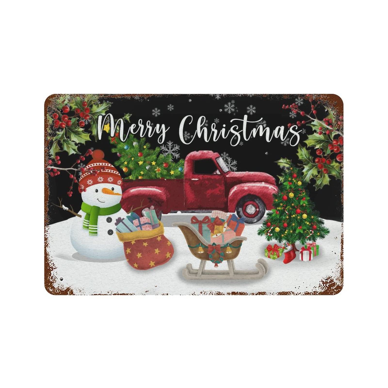 Panneau en métal Merry Christmas pour créer une ambiance chaleureuse de Noël dans votre salon