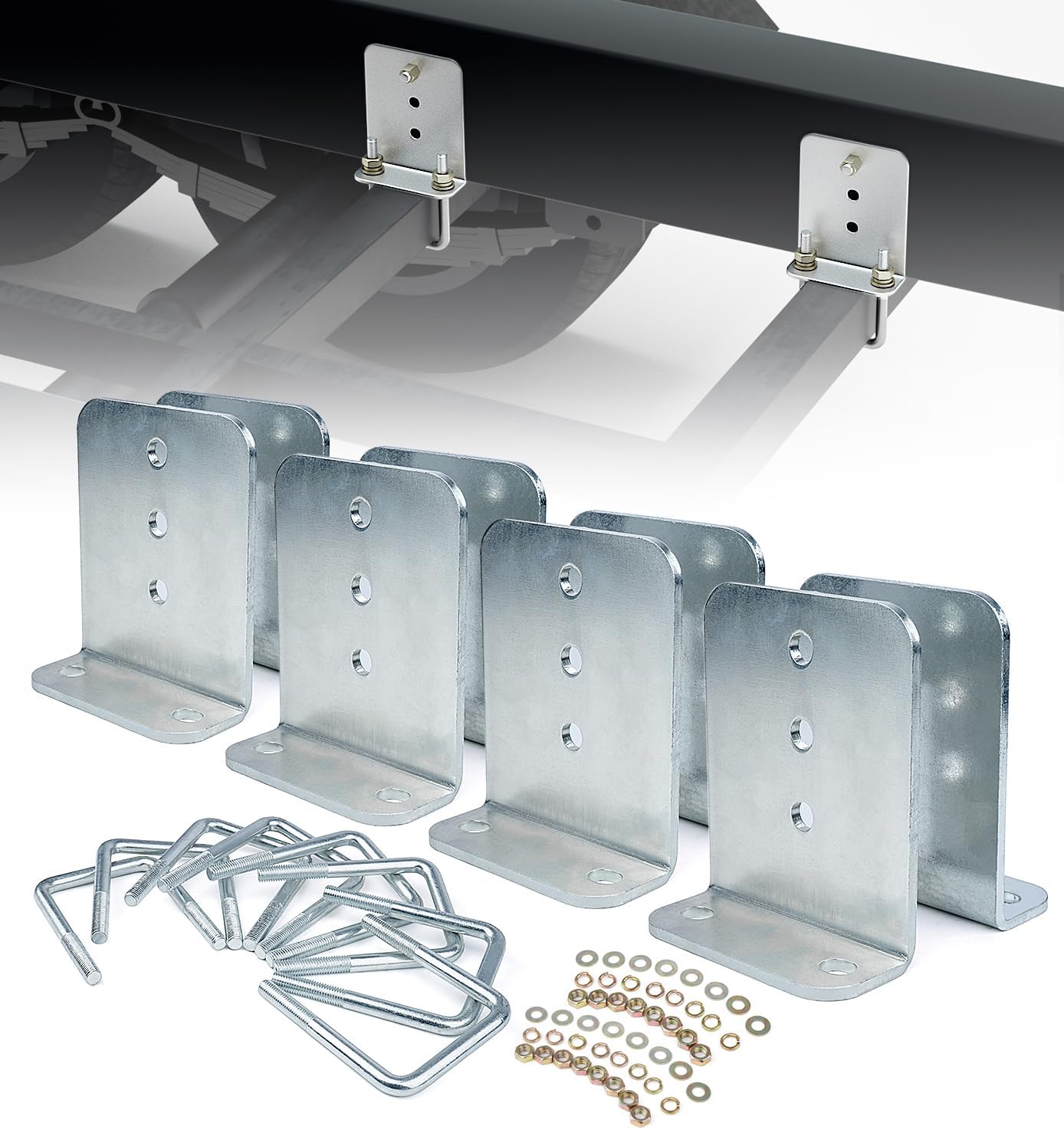 Heavy-Duty Steel 6" L-Type Boat Trailer Bunk Bracket Kit Fit for 3x3 Boat Trailer Crossmembers - 4 Pack