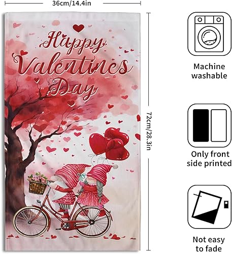 Miniatura 2 de Juego de 2 toallas de mano para el día de San Valentín, diseño de gnomos, con forma de corazón, toalla de baño, suave, absorbente, toalla de cocina,