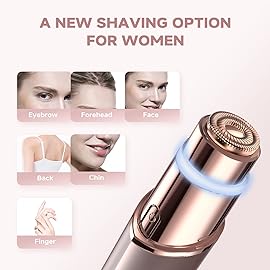 Gurelax Eyebrow & Facial Trimmer: 2-in-1 Electric Facial Hair Removal & Eyebrow Shaver (Built-in Mirror), Face Razor for Women with 2 Replacement Heads
