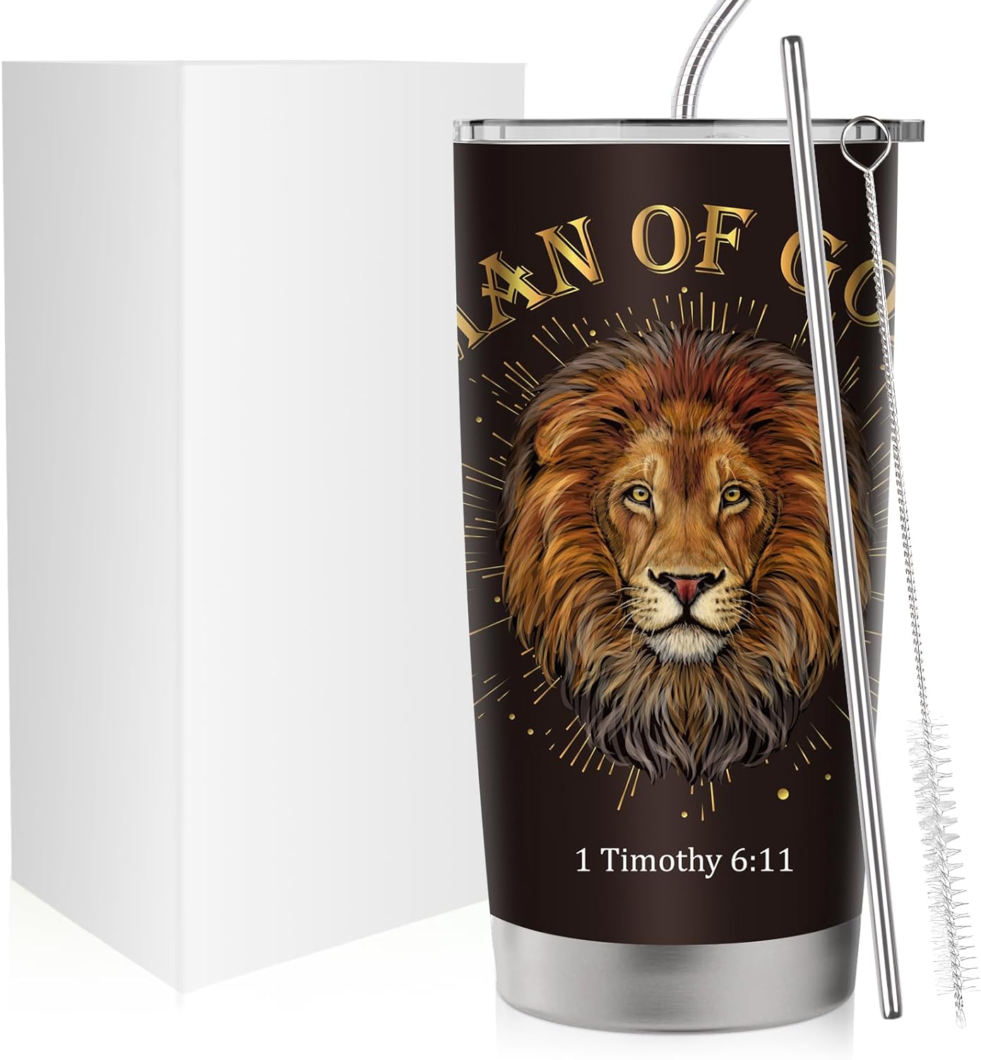 Christian Religious Gifts for Men: Bible Verse Stainless Steel Tumbler, Pastor Appreciation Gifts Man of God 20 OZ Coffee Cup, Faith Catholic Gift for Priest Dad Husband Birthday Christmas - Image 2