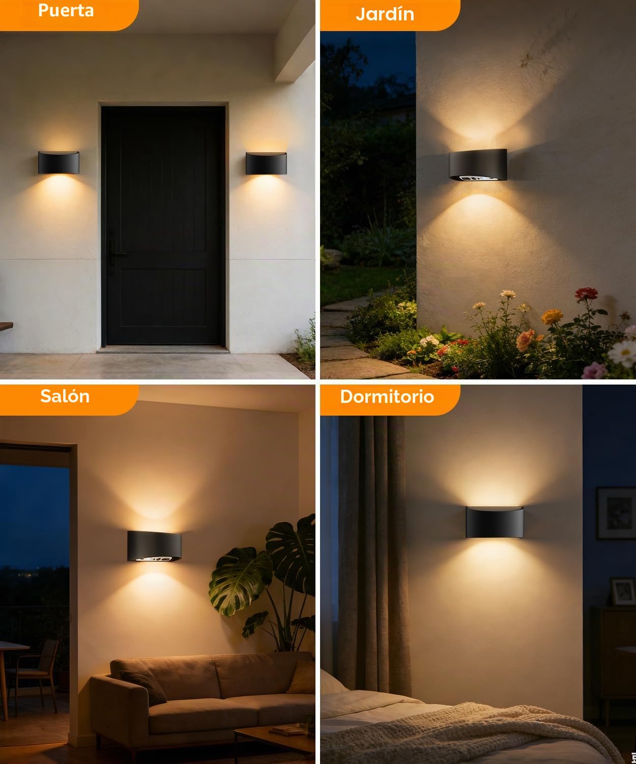 2 Piezas Aplique LED de Pared Interior con Sensor de Movimiento, Apliques Pared 5.000 mAh Recargable sin Cable, 3 Temperaturas, Mando 7 m, Lámpara de Pared Negro, Dormitorio Pasillo Escalera