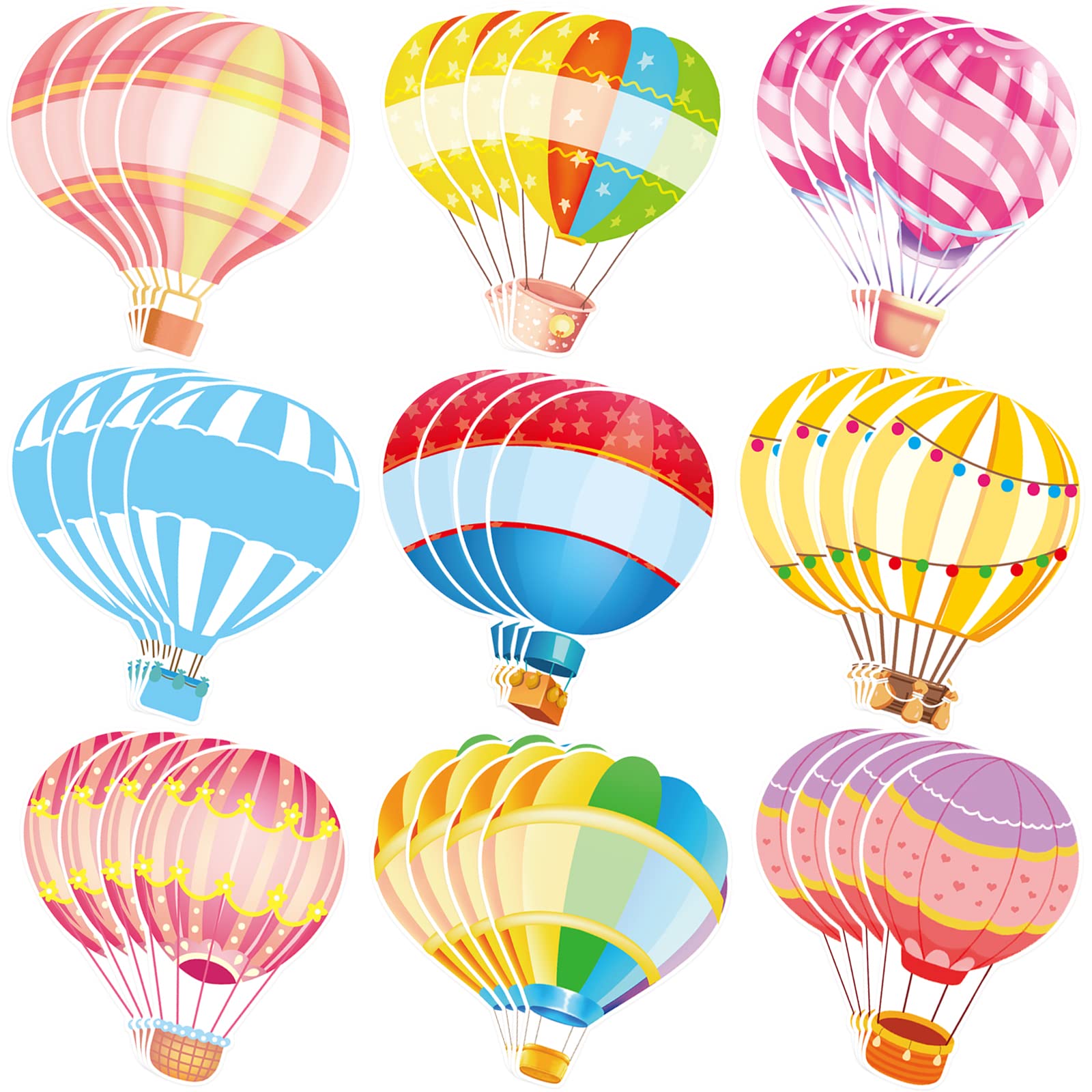Amazon.com : Colorful Hot Air Balloons Cutouts Birthday Bulletin Board for  Classroom Decorations 36Pcs : Office Products