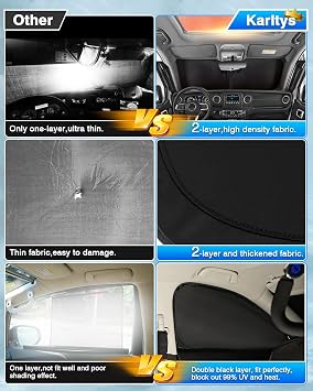 Karltys 3PCS Windshield Sun Shade for 2020-2025 Nissan Titan, Reflective Front and Side Window Sunshade Custom Fit Nissan Titan, Foldable Sun Visor Protector Keep Your Car Cool