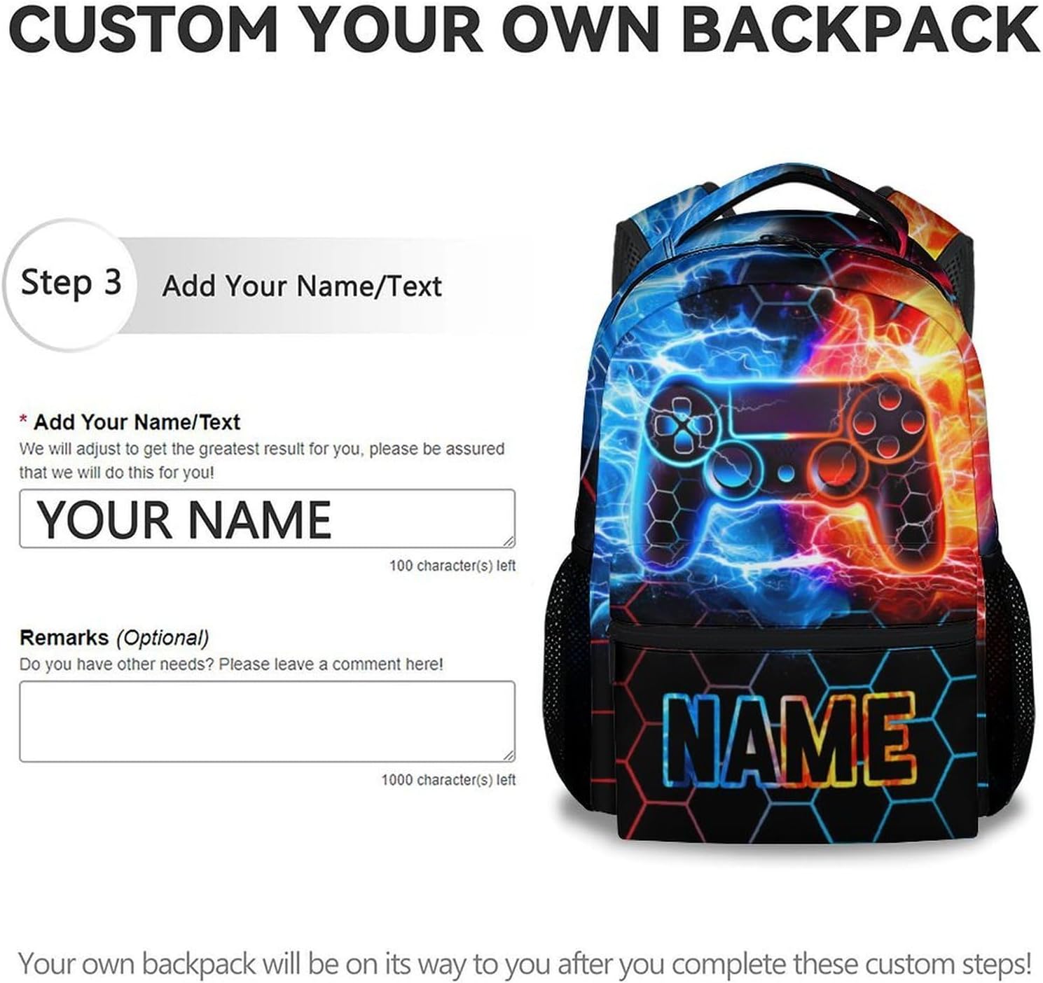 Backpack for Boys - 17 Inch Custom Gaming Backpacks for Kids, 17 Inch Lightweight Video Game Schoolbag for Kindergarten Elementary School