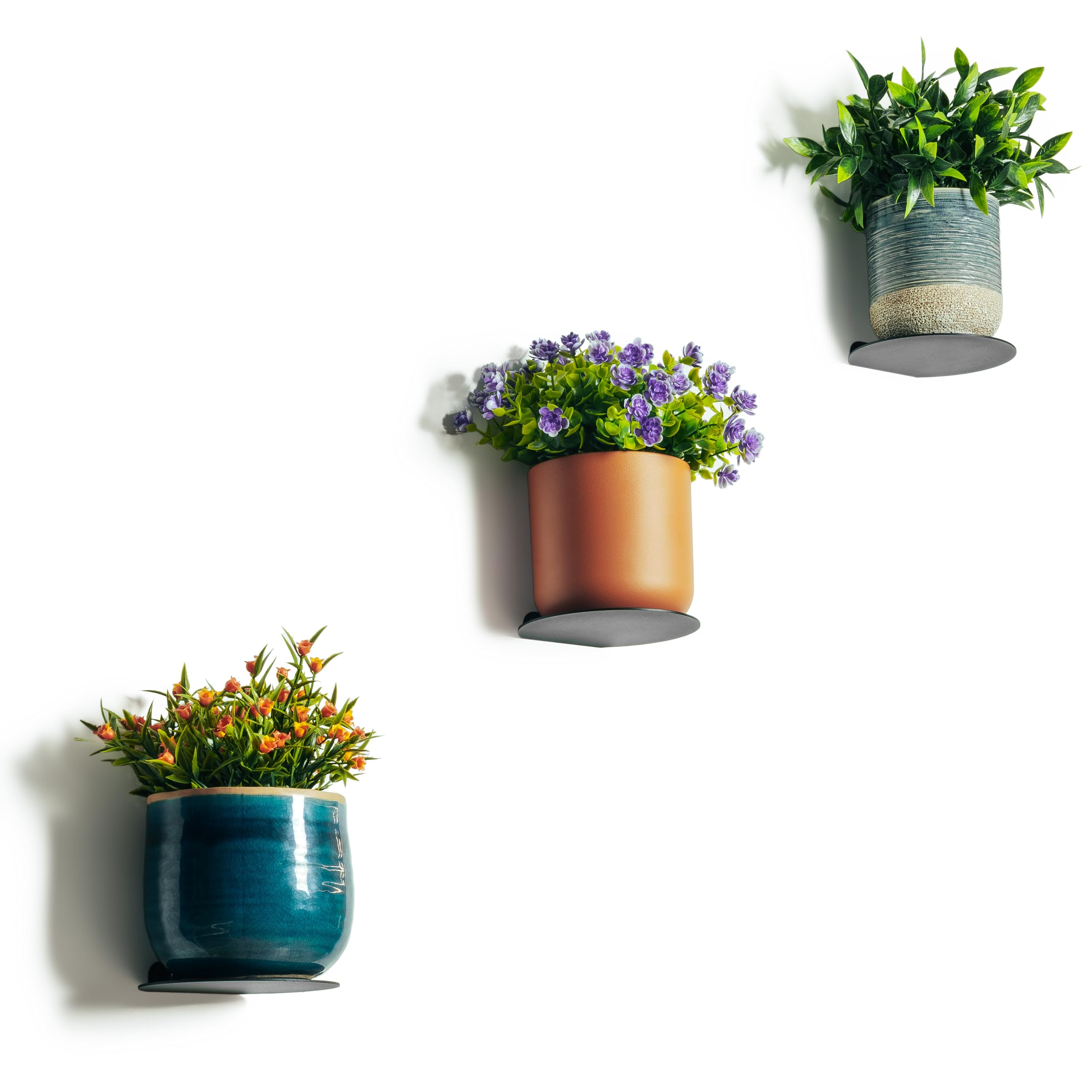 Soporte de Pared Maceta. Plantas Artificiales Decorativas, Plantas Naturales Interior, Maceteros Decorativos Interior, Macetas Decorativas Interior, jardineras Exterior. (Negro, 3 Unidades)