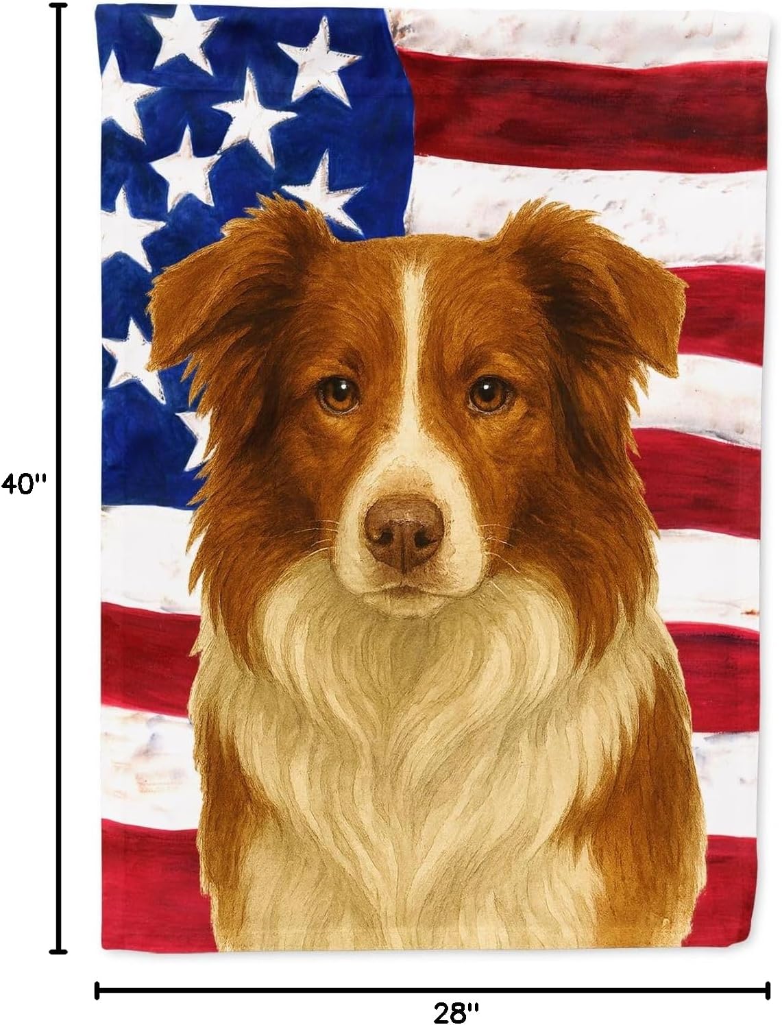 Caroline's Treasures Red and White Border Collie American Flag House Flag Large Porch Sleeve Pole Decorative Outside Yard Banner Artwork Wall Hanging, Polyester, House Size, Multicolor
