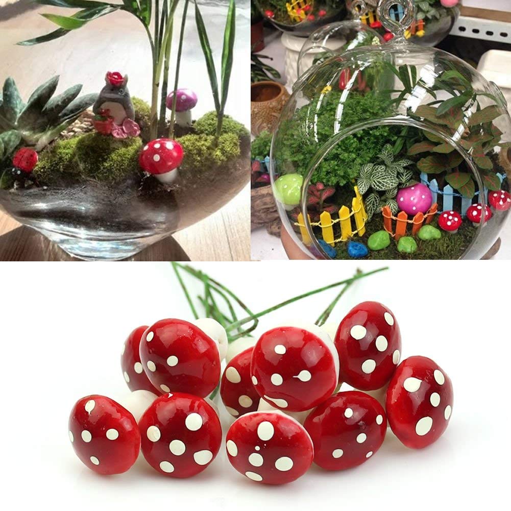 N-K Red 10Pcs Diy Mini Mushroom Garden Ornament Miniature Plant Pots Fairy Dollhouse Excellent Quality And Popularreliable