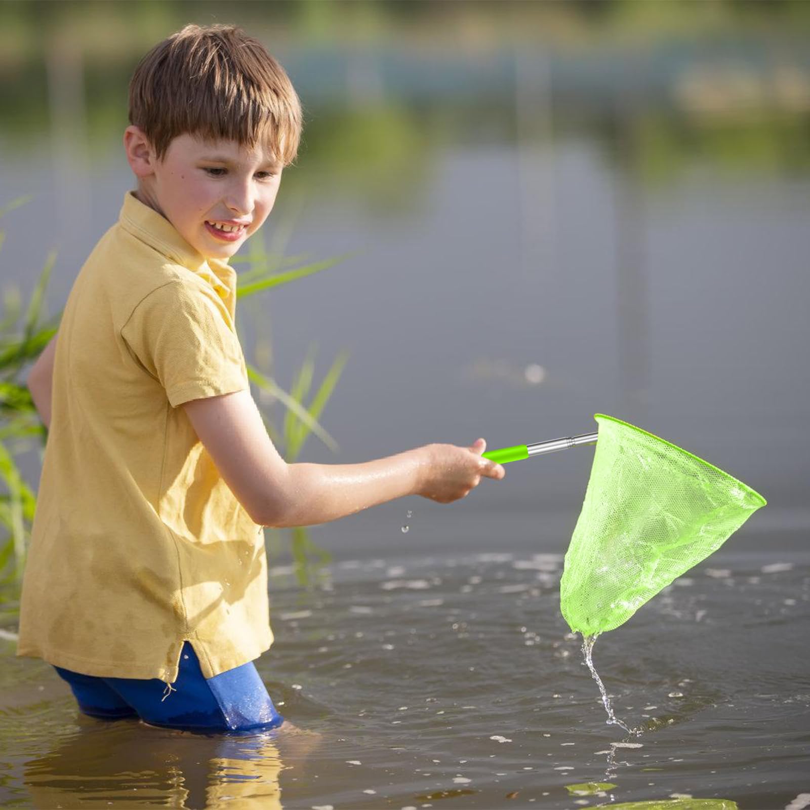 Retino per bambini, set di 4 retini telescopici per bambini, rete a farfalla estensibile con secchi pieghevoli, retino piccolo, rete da pesca, cattura insetti, pesca, pesca, giardino, piscina