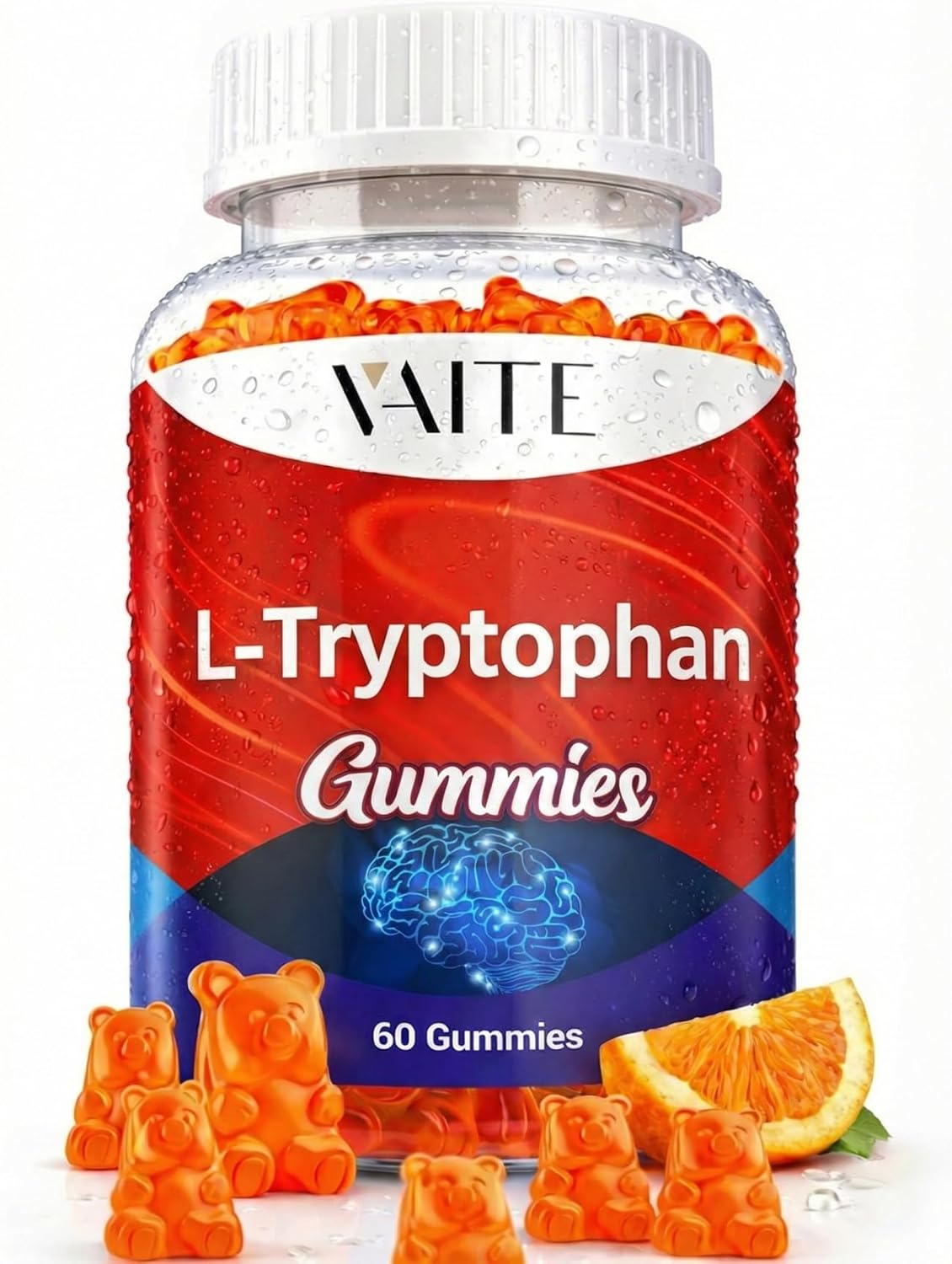 VAITE L Tryptophan 1000mg Gummies – Chewable Supplement for Positive Outlook, Calm Support & Inner Balance, 60 Vegan Gummy to Promote Restful Nights, Support Mental Focus & Encourage Peaceful Sleep