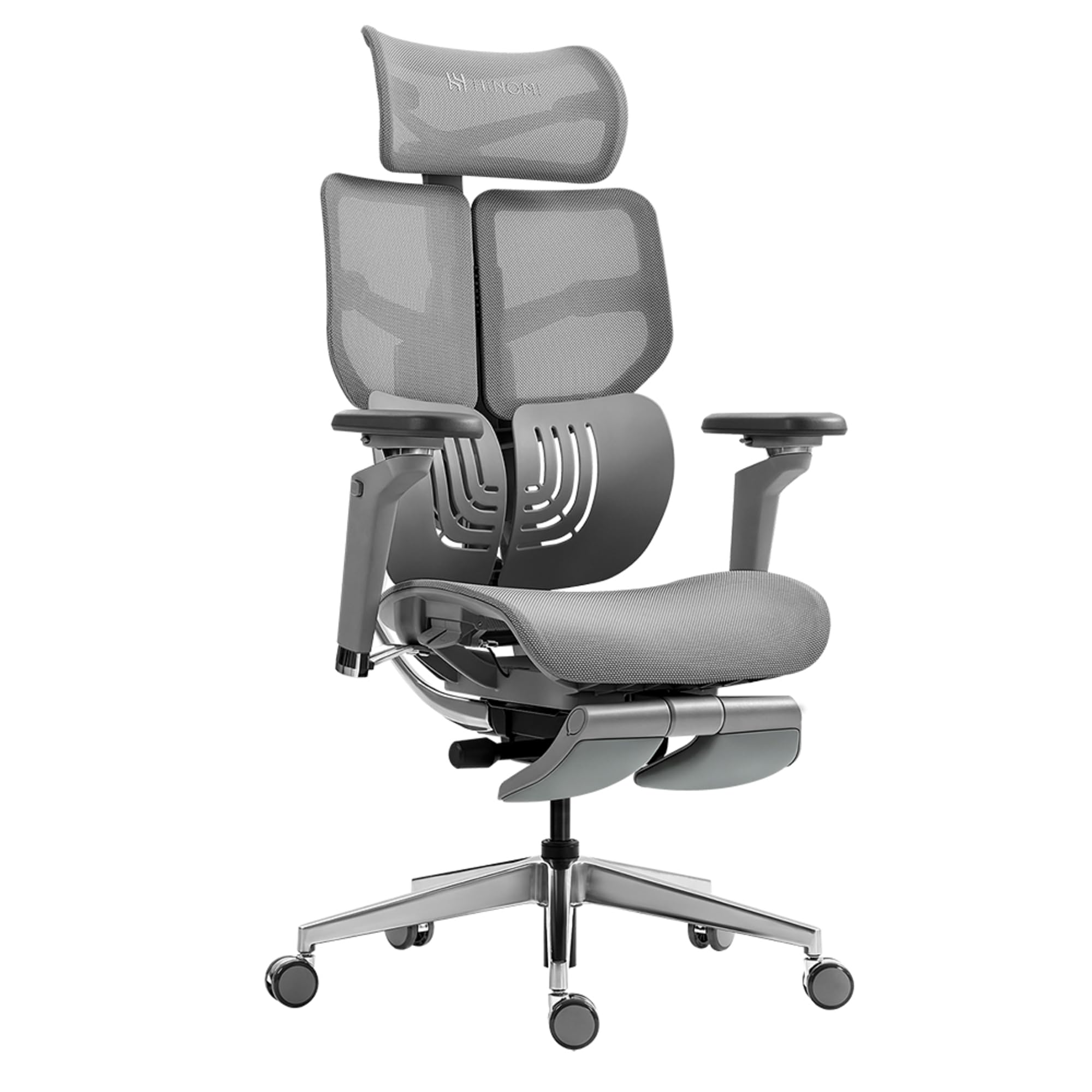 HINOMI X1 Ergonomic Office Chair with Foot Rest - Comfy Home Office Desk Computer Chair, Comfortable Mesh Seat with Adjustable Back Support, Swivel Wheels, for Work Gaming Study (Gray, Medium)