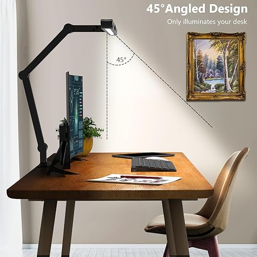 Miniatura 5 de Micomlan Lámpara de escritorio LED brillante de 36 W con abrazadera, lámpara de escritorio de arquitecto de 47 pulgadas de largo, lámpara de mesa