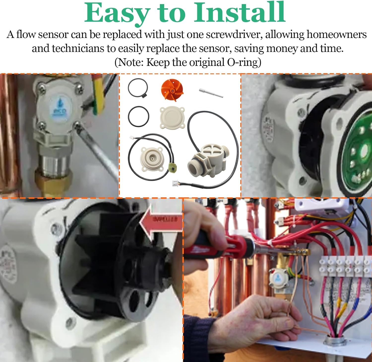 Flow Sensor for EcoSmart Fsa Nfsml & Water Flow Detector for EcoSmart 24 Tankless Water Heater, Flow Sensor Replacement Kit
