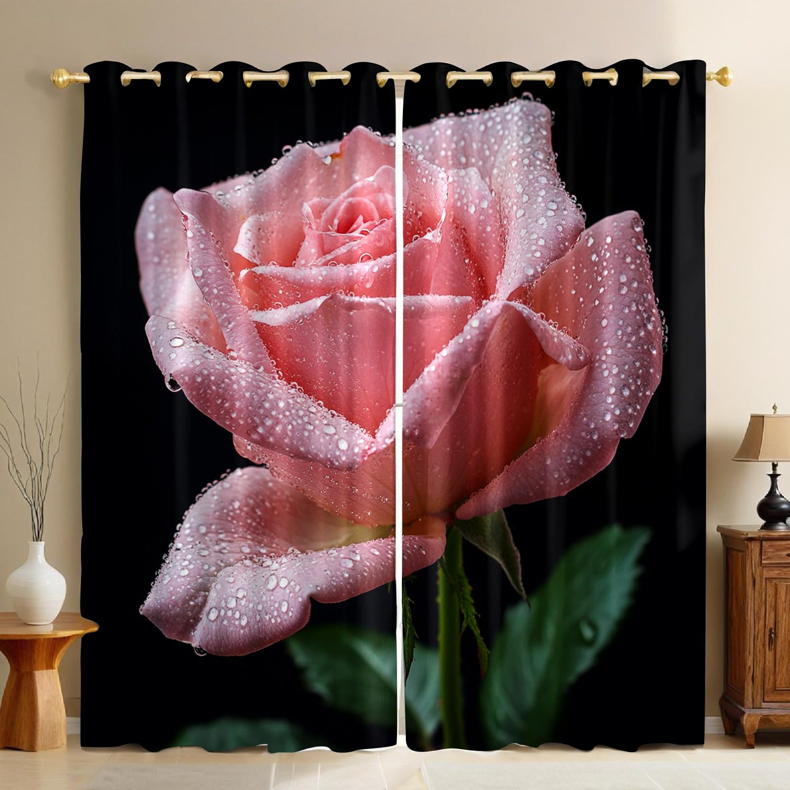 Rideaux occultants roses pour chambre de bébé et salon chaleureux