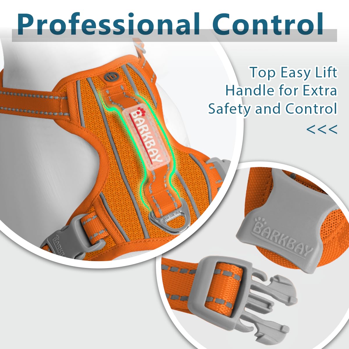 BARKBAY Dog Harness No Pull with ID Tag Pocket - Heavy Duty, Reflective, Easy Control for Large Dogs(Orange,L) - image 7