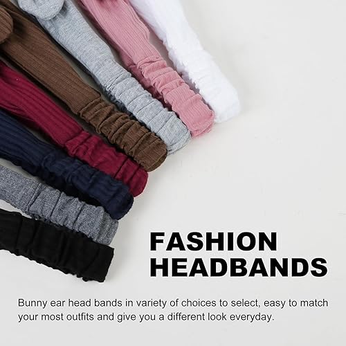 Miniatura 2 de Huachi Paquete de 8 diademas con lazo para el cabello de mujer, accesorios retro de moda para el cabello de conejo, diadema anudada para niñas,