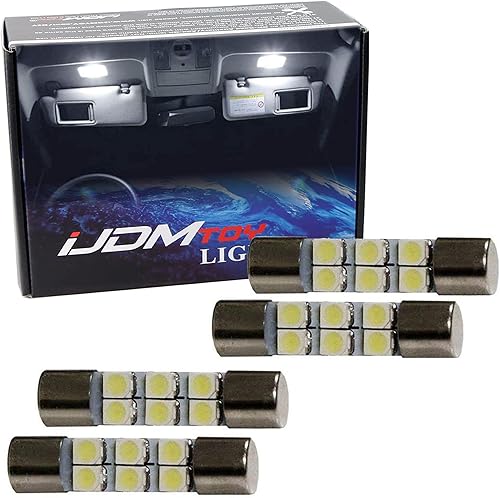 iJDMTOY 6614, focos LED de repuesto blancos 6-SMD (1.14 onzas) para auto. Se colocan arriba de la visera del auto. Paquete x 4 unidades.