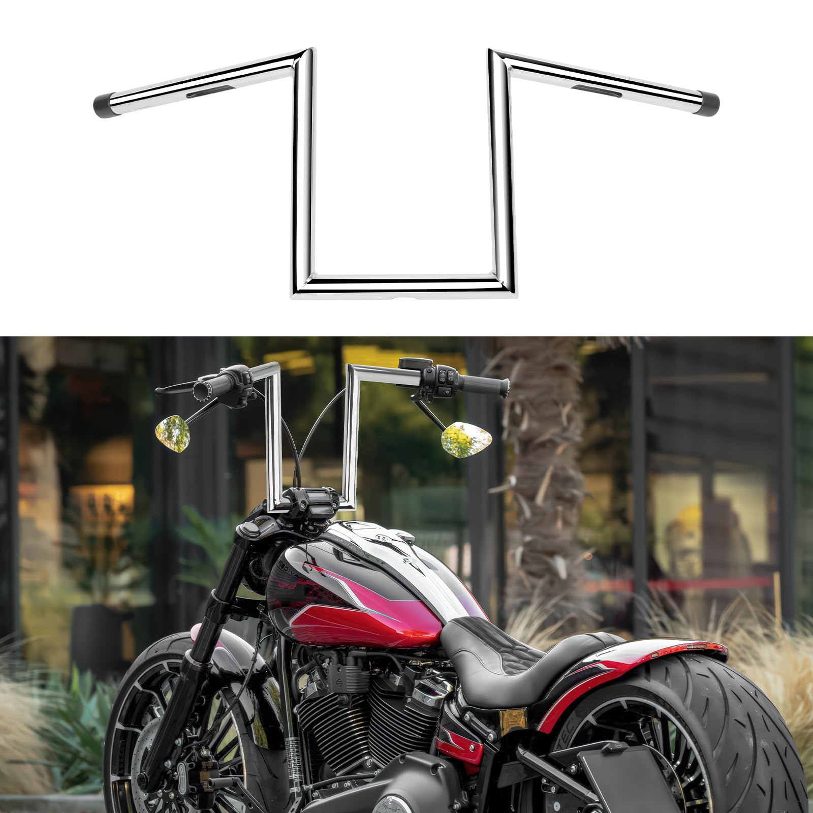 DREAMIZER Manubrio Moto 25mm 1" Ape Hanger 10 pollici Compatibile Harley Honda Yamaha Suzuki Kawasaki