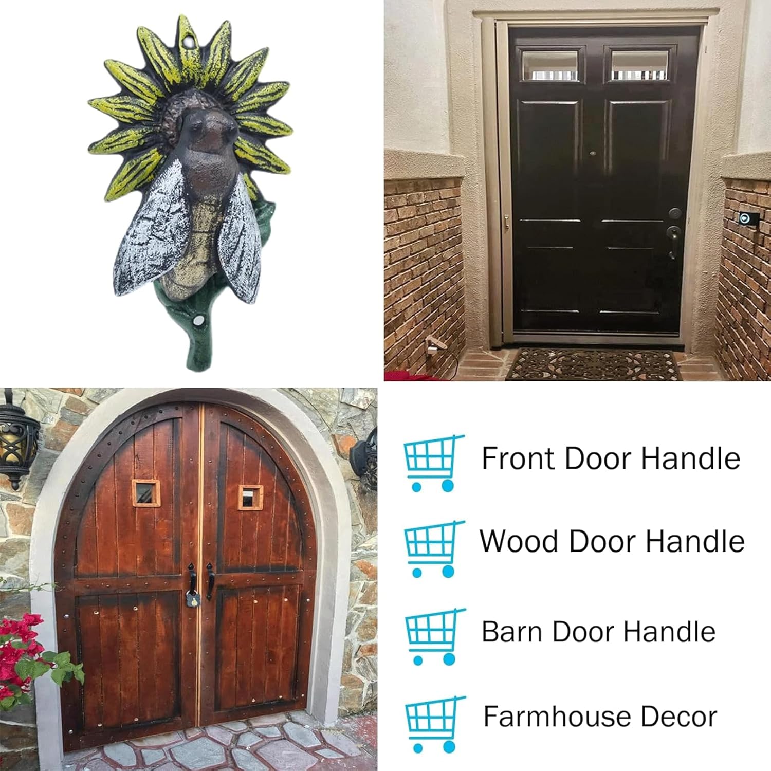 Door Knocker Cast Iron Door Knocker Vintage Bee Shaped Door Knock Front Door Door Handle for Home Garden Farmhouse Ring Knocker Decor Unique