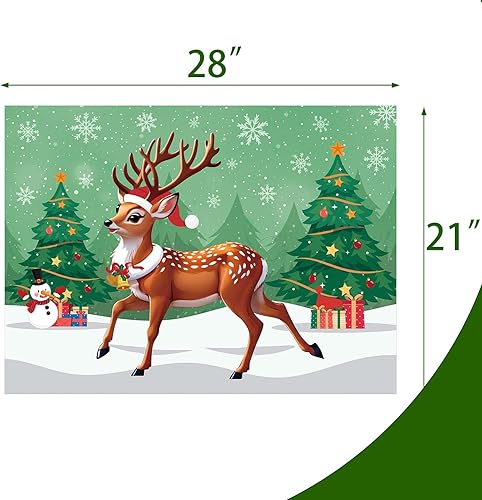 Vista 2 de PLULON Pin The Tail on The Deer Juego de Navidad, telón de fondo grande para niños, decoraciones de Navidad de invierno, festival de Año Nuevo