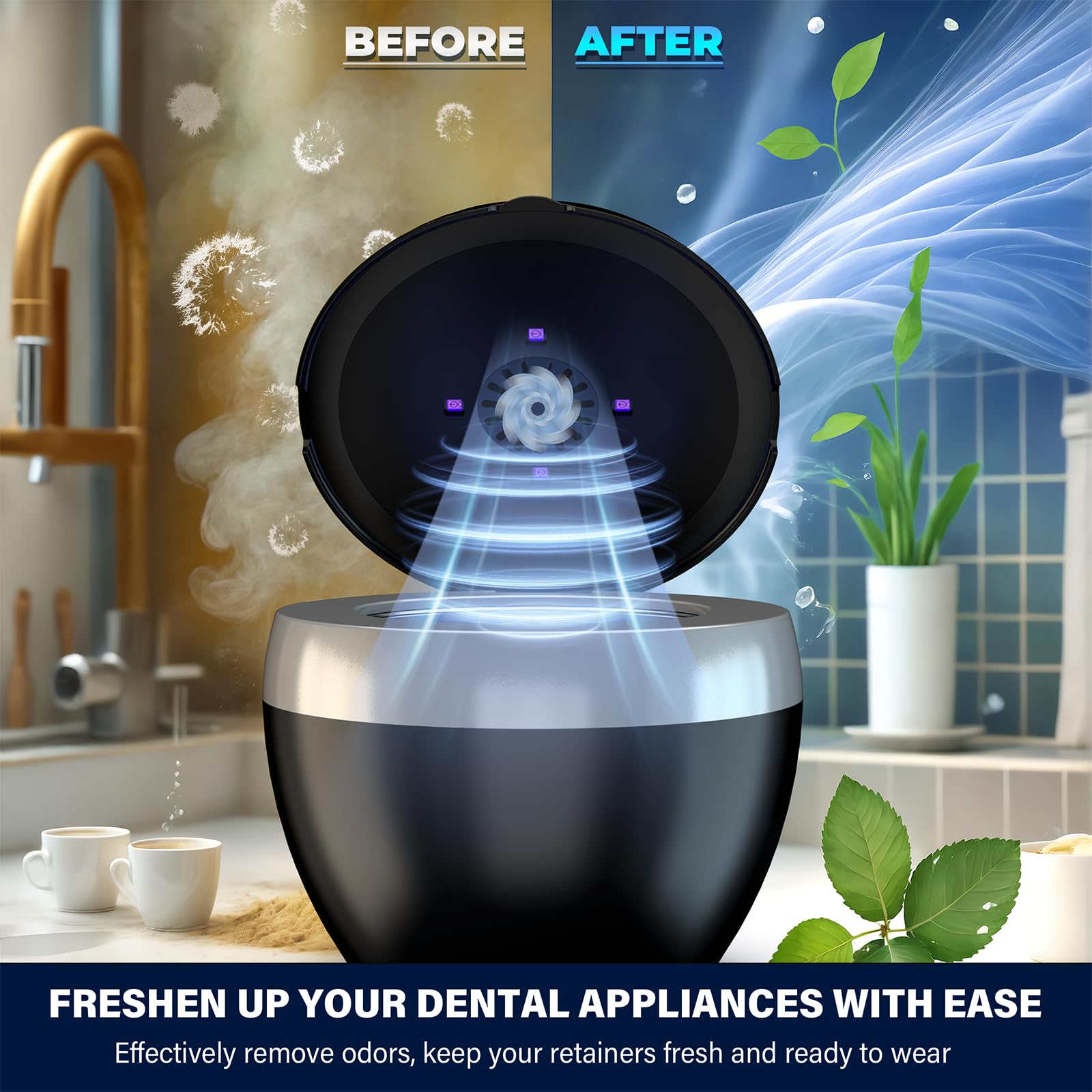 Limpiador ultrasónico de retención, limpiador de dentaduras postizas de 200 ml para protector bucal, alineador, soporte, protector nocturno y aparato dental con 4 modos, limpiador de joyas de 45 kHz
