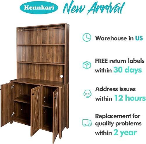 Miniatura 3 de Kennkari Gabinete de bar de vino para licor y vasos, gabinete de almacenamiento de vino con almacenamiento, gabinetes de barras y vino, muebles de