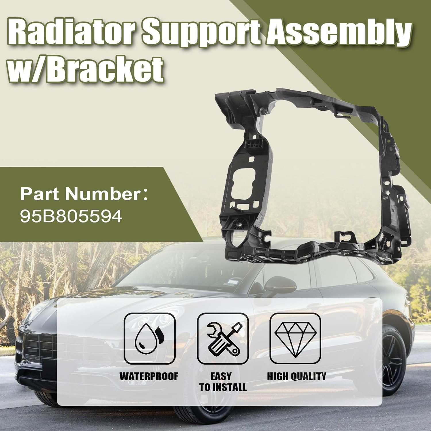 Priprilod Radiator Support Assembly w/Bracket Right Passager Side Center Compatible With Porsche Macan 2015 2016 2017 2018#95B805594