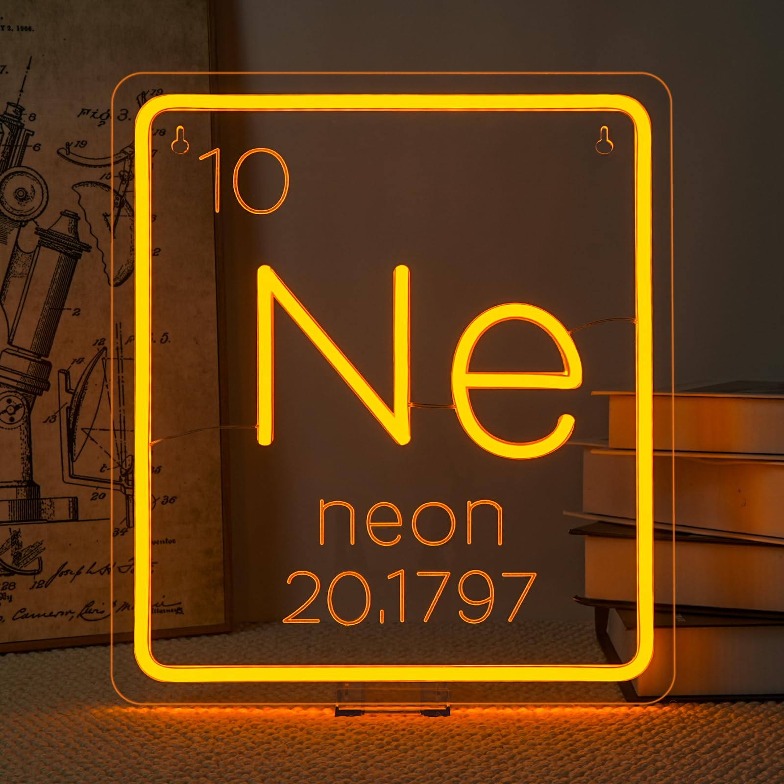 Ne Insegna al neon Classe di chimica Tavola periodica Segni Luminosità Regolabile Studente LED Luci al Neon Illuminano Insegne al neon colorate Adatto per aule Sala studio Biblioteca