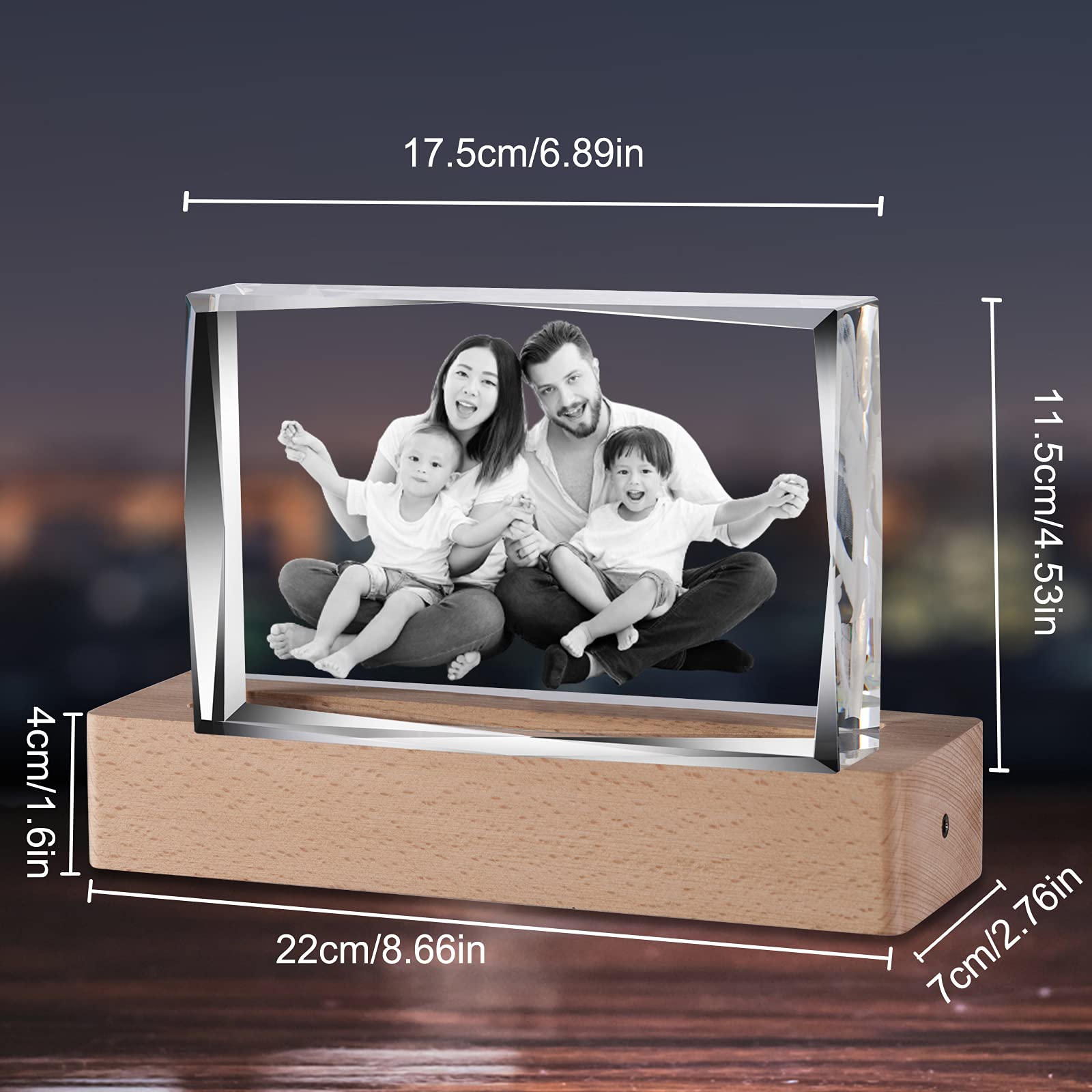Regalo Personalizzato 3D In Cristallo Con Foto – Rettangolare XL (10x15x7 Cm) Per Compleanno, Anniversario, Matrimonio, Festa Della Mamma/Papà