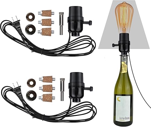 Kit de lámpara de botella con broca de vidrio de 0.354 in, kit de lámpara para botellas de licor con enchufe deslizante y cable de alimentación de 8 disponible en Yaxa Peru