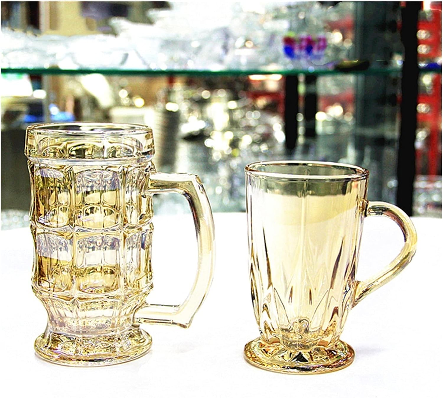 Beer Cup Heavy Large Beer Glasses with Handle 14 Ounce Glass Steins Classic Beer Mug Glasses Set Great for Families and Parties 2 Pack Beer Stein