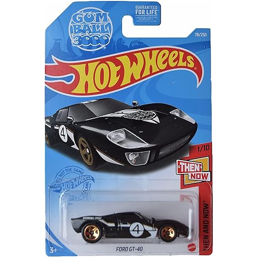 Hot Wheels Ford GT-40, [Black] 78/250 Then and Now 1/10
