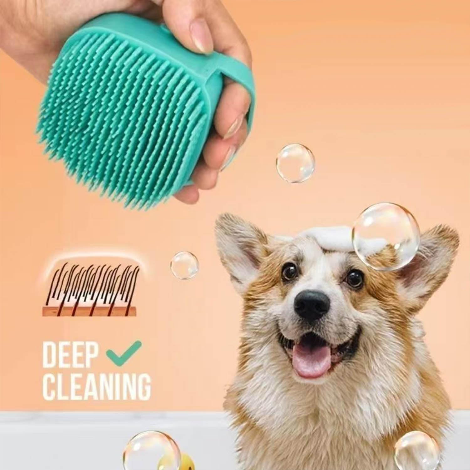 Pets Bath Brush | Scrubber for Bath | Dog Shampoo Brush | Dog Washing/Shower Brush, Suitable for Short/Long Haired Dogs, Dog Brush for Shedding, Bathing, Massaging & Grooming (blue) (blue) - image 4