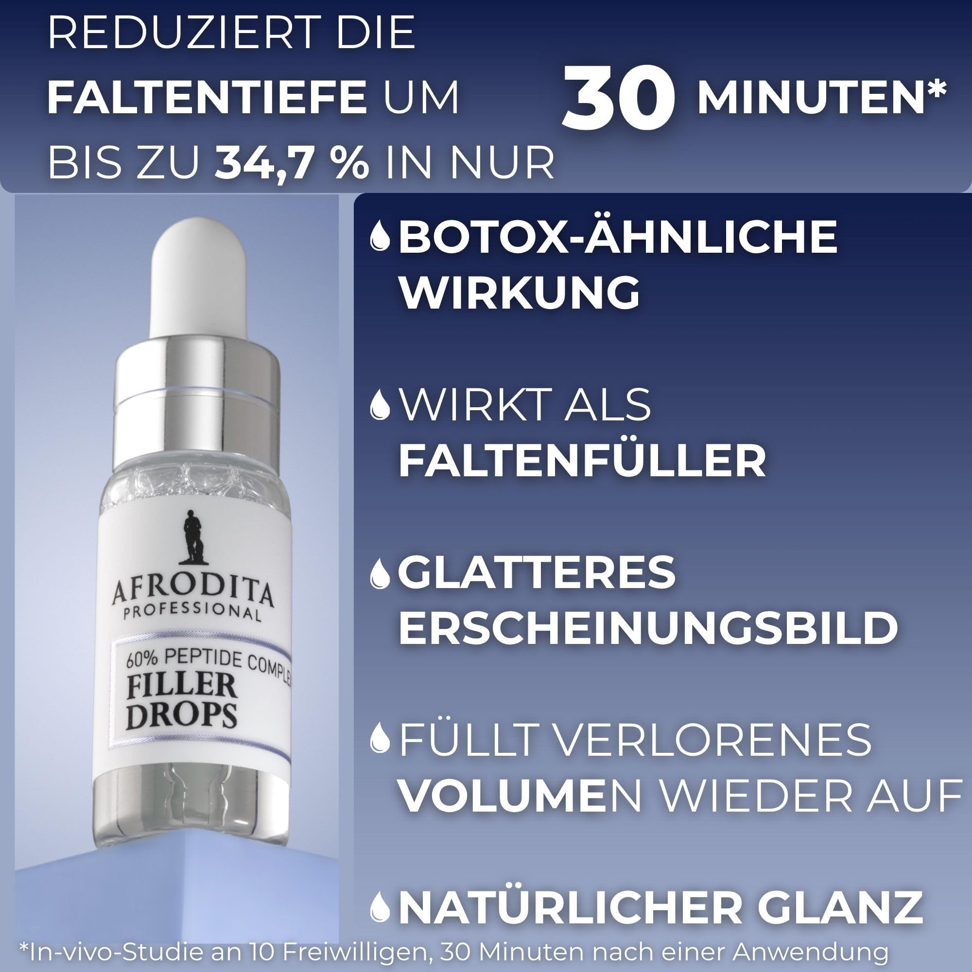 Afrodita Professional 60% Peptid Filler Drops Gesichtsserum – Anti-Aging Hyaluron Faltenfiller für Frauen – Straffendes Feuchtigkeits-Serum 5 ml